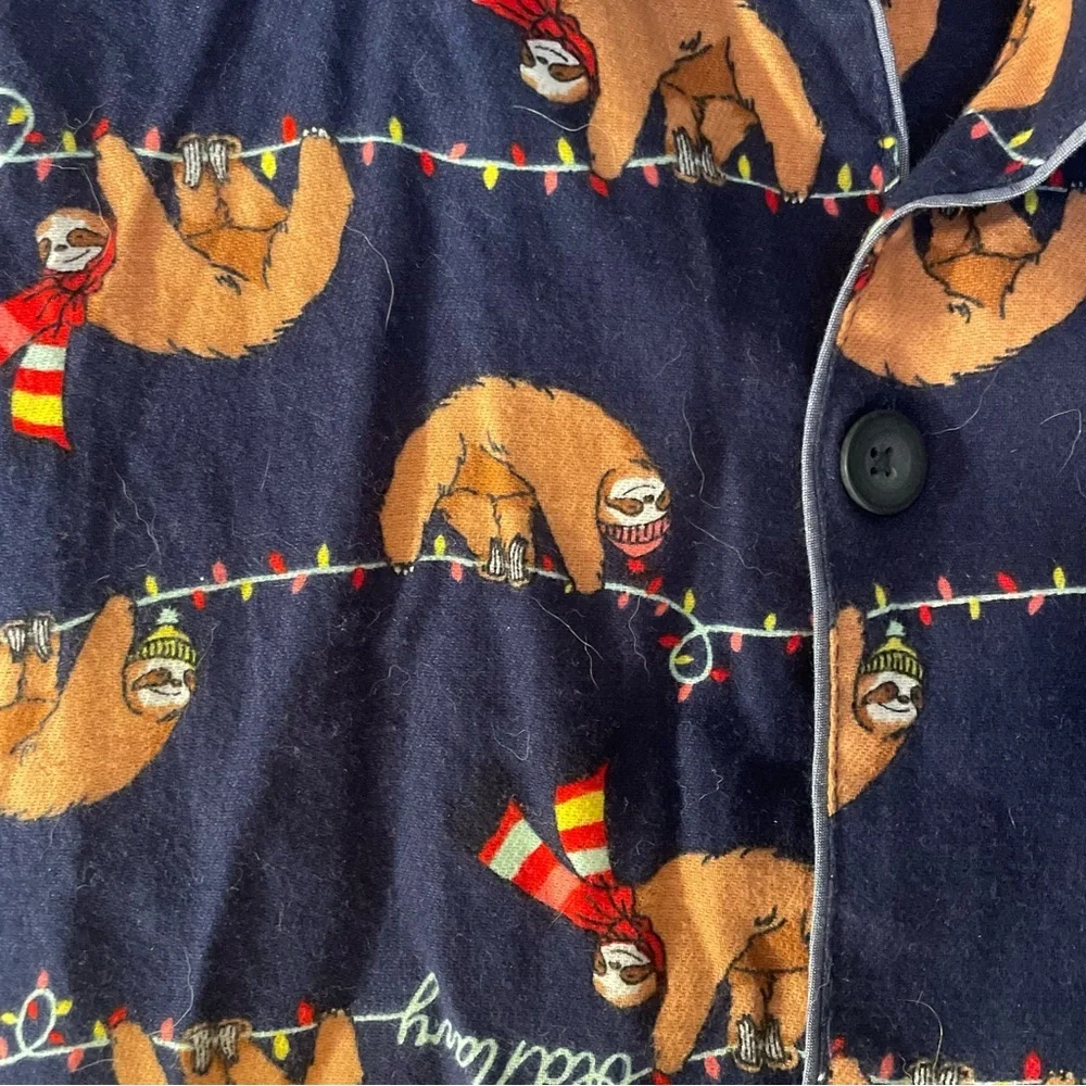 Old Navy Navy Blue Sloth Christmas  Pattern size XL TOP & bottom 
Excellent cond - Picture 2 of 5